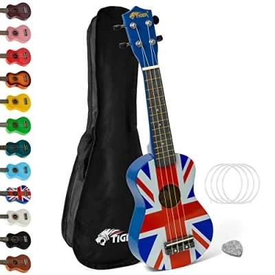 Afbeelding van TIGER UKE10 UK Sopraanukelele voor beginners, inclusief Gig Bag, vilten plectrum, een set reservepagina&#039;s, uitgerust met Aquila snaren