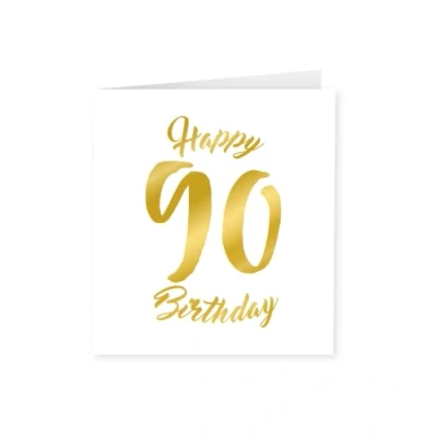 Afbeelding van PD Party 7028018 Wenskaart voor Vieringen en Verjaardagen Originele Kaarten 90 Jaren, Goud/Wit, 15cm Lengte x Breedte 0.5cm Hoogte