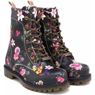 Afbeelding van GOBY Flower Town Enkellaarsjes Damesboots Handgemaakt Premium Kwaliteit Maat 37