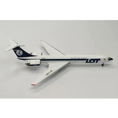 Afbeelding van Herpa vliegtuig model LOT Polish Airlines Ilyushin IL 62M SP LBD schaal 1:200 modelvliegtuig, vliegtuigmodel voor verzamelaars, miniatuur deco, metaal met onderstel