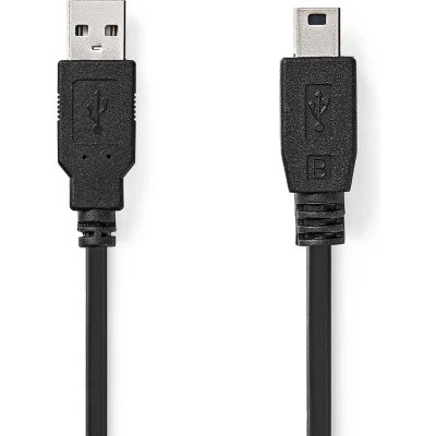Afbeelding van USB A naar Mini kabel 3 meter 2.0 (100% koper, Zwart)