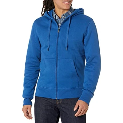 Afbeelding van Amazon Essentials Men&#039;s Fleecetrui met volledige ritssluiting en capuchon (verkrijgbaar in grote lange maten), Blauw, S