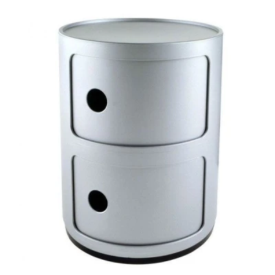 Afbeelding van Kartell Componibili kast rond medium (2 comp.) Zilver