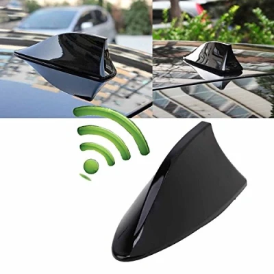 Afbeelding van Possbay Haaienvin antenne voor Auto, universele AM FM radiosignaal SUV, vrachtwagen, bestelwagen, met zelfklevende basis (zwart)