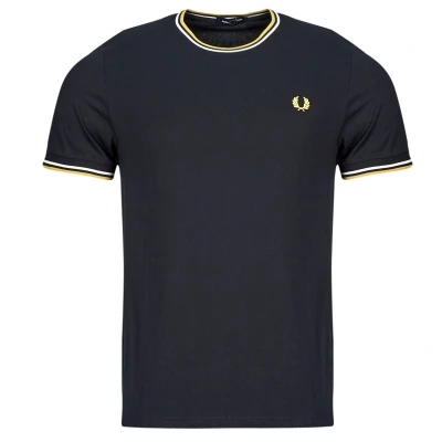 Afbeelding van Fred Perry heren Twin T shirt met logoborduring in de kleur Donkerblauw, maat: XL