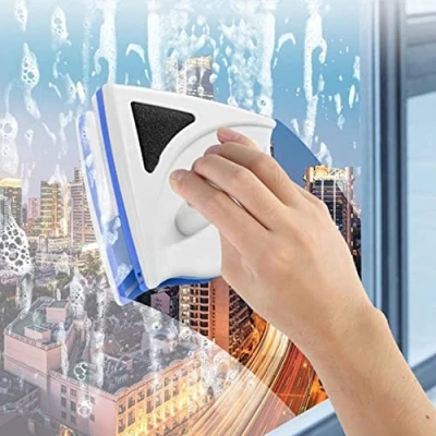 Afbeelding van SUQ Home Dubbelzijdige Magnetische Ruitenreiniger, Dubbelzijdig Raamglas Schoonmaken Bursh met Anti Vallende Touw, voor Hoogbouw en Auto Beglaasde Ramen, Past Op Vensterdikte van(BLUE)