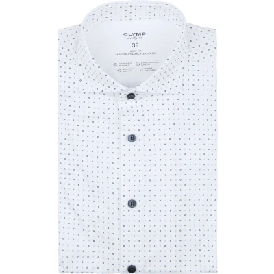 Afbeelding van OLYMP Level 5 Overhemd Stretch Print Wit maat 40 Heren Overhemden Formeel met Slim fit Pasvorm