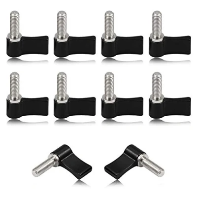 Afbeelding van SPEEDWOX 10 Stks M6 17mm Threading Roterende Knop, Verstelbare Duim Hendel Schroef, Schroef Met Enkele Wing, Zwarte Aluminium Legering voor Elektronische Apparatuur