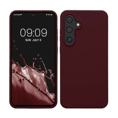 Afbeelding van kwmobile telefoonhoesje geschikt voor Samsung Galaxy S24 FE Hoesje met siliconen coating Smartphone case in bordeaux violet