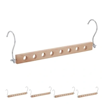 Afbeelding van Relaxdays ruimtebesparende kledinghangers set van 5, multi kleerhangers, HBD 10x31x5 cm, voor kledingkast, natuur/zilver