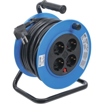 Afbeelding van BGS Kabelhaspel 15 meter, 3x1,5 mm², 4 stopcontacten, IP 20