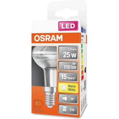 Afbeelding van OSRAM 4058075125902 LED lamp Energielabel F (A G) E14 Reflector 1.5 W = 25 Warmwit (Ø x l) 50 mm 85 1 stuk(s)