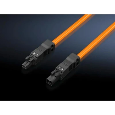 Afbeelding van Rittal sz voedingskabel 100 240v lengte 1m oranje 2 polig met contraconnector zonder aansluitconnector verpakt per 5 stuks 2500450