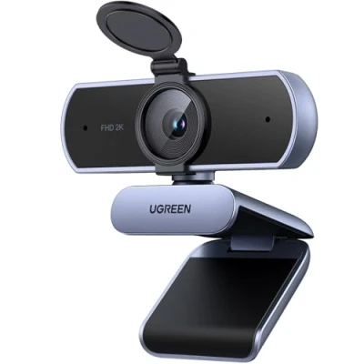 Afbeelding van UGREEN Webcam 2K, met Microfo, voor PC, 80Zichtveld, Privacy Cover, Automatische Lichtcorrectie, Stereogeluid, Plug &amp; Play, PC Camera Windows/MacOS/Zoom/Skype