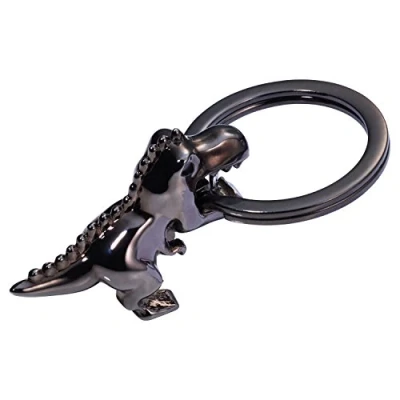 Afbeelding van TROIKA Sleutelhanger dinosaurus T Rex, K Tyrannosaurusrex, dino met sleutelring, gegoten metaal, zwart chroom, zwart, 4,5cm, Modern