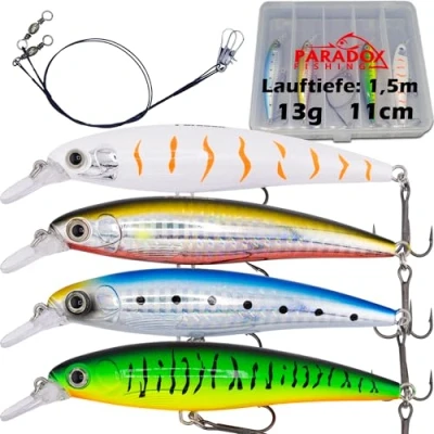 Afbeelding van Paradox Fishing Premium Zander Wobbler set, 4 stuks, 13 g, 11 cm, met doos, snoekbaars, aas