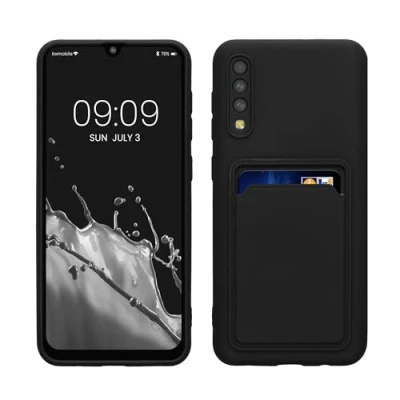 Afbeelding van kwmobile telefoonhoesje geschikt voor Samsung Galaxy A50 Hoesje met pasjeshouder TPU case in zwart