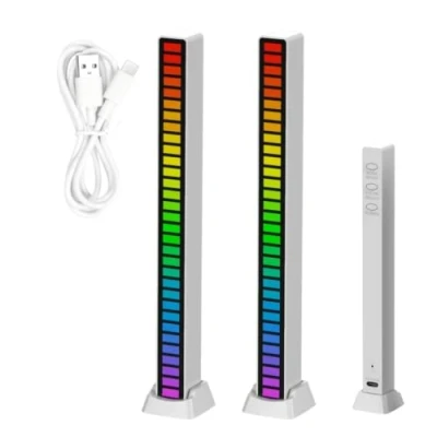 Afbeelding van 2x Muzieksfeerlamp, Spraakgestuurde RGB Lampen met 32 bits Muziekniveau, Geluidgestuurd Multi ritme licht, lichtbalk Spraakbesturing.