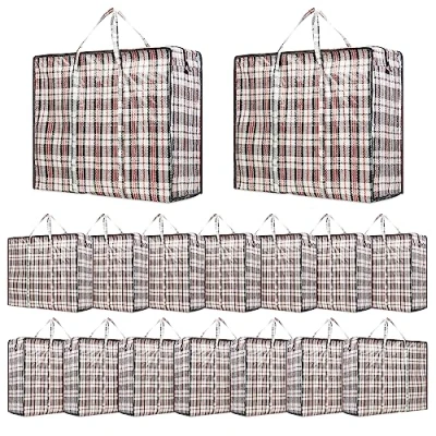 Afbeelding van Deco Express grote waszakken sterke duurzame opbergzakken voor verhuizing, winkelen en wasserij Jumbo herbruikbare opbergtas met ritssluiting, XXL multipack (16 stuks)