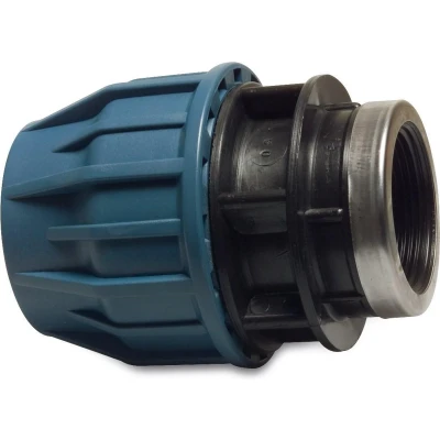 Afbeelding van Jason Aansluitstuk PP 40 mm x 1 1/4 inch knel buitendraad 16bar zwart/blauw DVGW/KIWA/WRAS