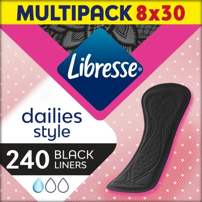Afbeelding van Libresse Normal Black inlegkruisjes 8 x 30 stuks halfjaar voorraad