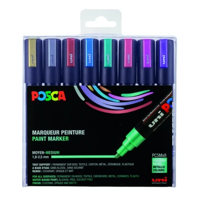 Afbeelding van Posca paintmarker PC 5M, set van 8 markers in geassorteerde metallic kleuren