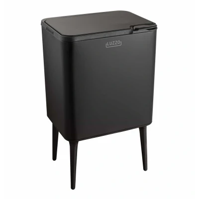 Afbeelding van Luzzo® Kansas Push Afvalscheidingsprullenbak Zwart 36 liter met Aanrechtafvalbakje