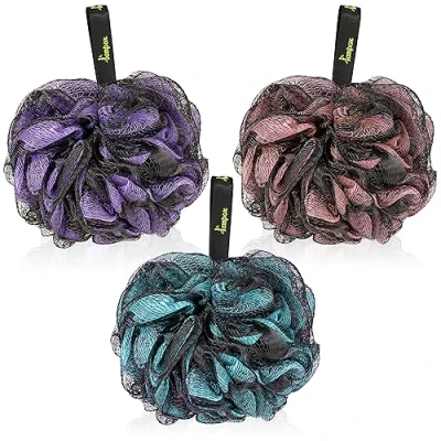 Afbeelding van Badspons [3 pack] douchespons, scrubhandschoen, badborstel, peelingspons, luffa spons, extra groot (mix B)