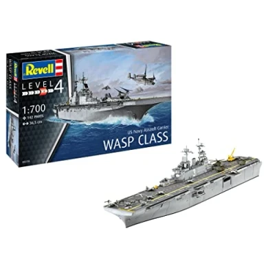 Afbeelding van 1:700 Revell 05178 Assault Carrier USS WASP CLASS Plastic Modelbouwpakket