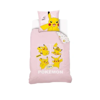 Afbeelding van Pikachu Pokémon dekbedovertrek 140 x 200 cm + 1 kussensloop 63 100% katoen roze