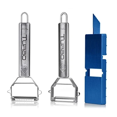 Afbeelding van Turbo PRODUKTE Turboschiller &amp; juliennesnijder, klein, incl. schaafplank, set van 3 dunschillers, julienneschiller en beste roestvrij staal