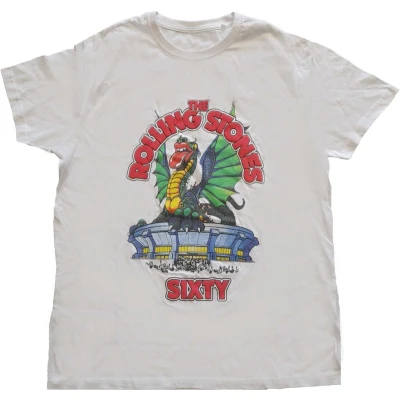 Afbeelding van The Rolling Stones Sixty Stadium Dragon Heren T shirt M Wit