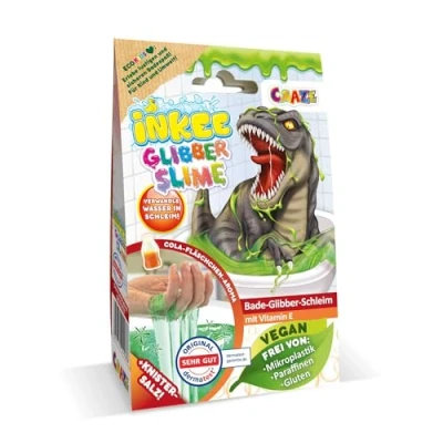 Afbeelding van INKEE Dino badpoeder voor kinderen, neongroen met aroma cola gummies, kinderslijm kleverig bad, 100 g slijmpoeder vitamine E
