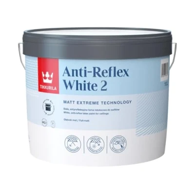 Afbeelding van TIKKURILA Anti reflex 2, matmat, hoogdekkend, plafondverf, nul flits, 10 liter