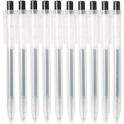 Afbeelding van Muji Glad Gel Balpen Knock Type 10 delige set, penpunt 0,5 mm, zwart, 4550182902273