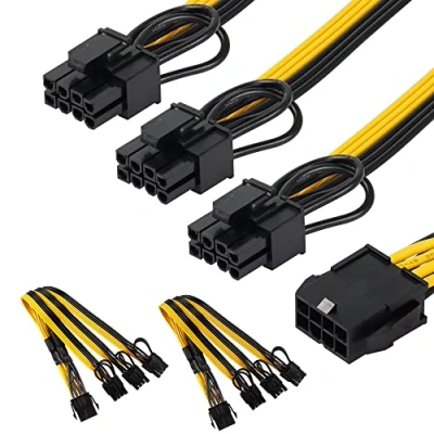 Afbeelding van CERRXIAN 2 Pack EPS CPU 8 Pin Vrouwelijk naar GPU 3x (6+2) Mannelijke PCIE Splitter Kabel, Grafische Kaart Conversie Kabel Voor Modulaire Voeding, Videokaart 9.8&quot;