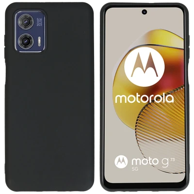 Afbeelding van Motorola Moto G73 Hoesje Siliconen en TPU (zacht) iMoshion Softcase/Backcover Zwart Telefoonhoesje