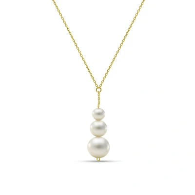 Afbeelding van Miore Gouden Ketting met 3 Witte Parels Dames 14Kt Goud 45 cm
