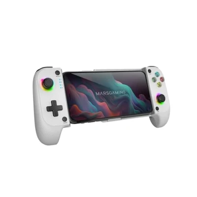 Afbeelding van MARSGAMING MGPX, Bluetooth 5.0 2in1 Gamepad, RGB Neon, Dubbele Trilling en Turbofunctie, Smartphonehouder tot 6,8&quot;, Controller Compatibiliteit voor PC, Android, iOS Consoles, USB C, Wit