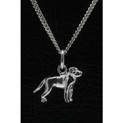 Afbeelding van Zilveren Rottweiler met staart ketting hanger klein