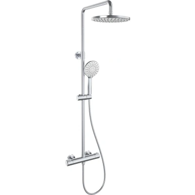 Afbeelding van Douchesysteem Plieger Voda Thermostatisch met Douchekraan, Hoofddouche, Handdouche en Doucheslang HOH 15 cm Chroom