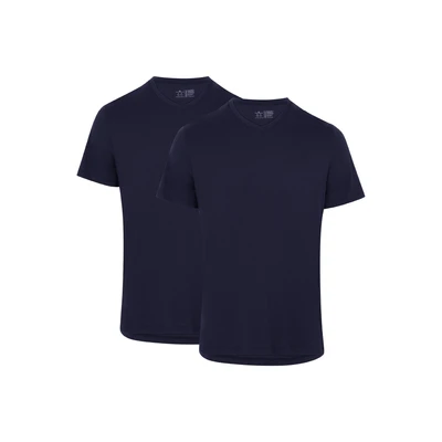 Afbeelding van Danish Endurance Vneck 2PACK Tshirt basic, Heren, Maat: Large, Dark navy