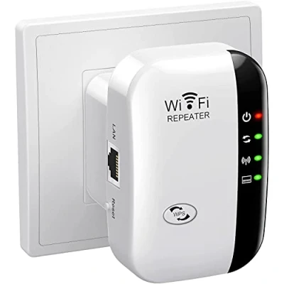 Afbeelding van WiFi Extender Booster, WLAN Repeater versterker tot 5000 sq.ft met repeater/AP modus, Long Range Amplifier ethernet poort voor alle apparaten, 1 key setup, access point
