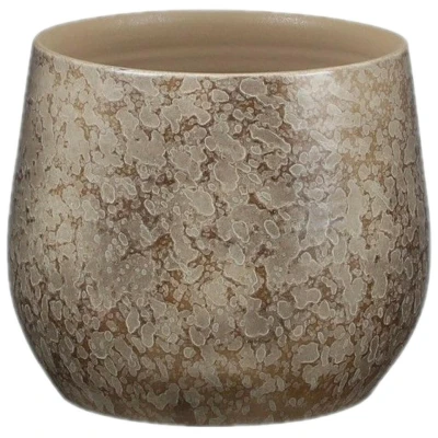 Afbeelding van Mica Decorations oliver ronde bloempot bruin maat in cm: 17 x 19