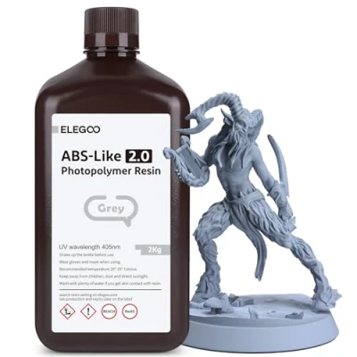 Afbeelding van ELEGOO 405nm ABS achtige Resin 2.0, LCD UV Rapid hoge precisie, niet broos, giftig voor LCD/DLP 3D printer, fotopolymeerhars, 2 kg, grijs