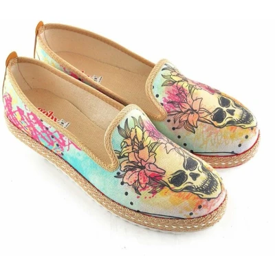 Afbeelding van GOBY Skull With Flower Crown Ballerinas Sandalen Hoge kwaliteit Handmade Meisjesprint Maat 35
