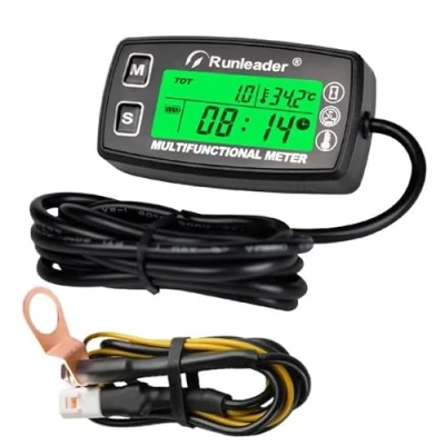 Afbeelding van Runleader Digitale toerental, motortemperatuurweergave, alarm RPM en temperatuur, achtergrondverlichting voor gazontractor, compressor, generator, sneeuwscooter, marine, jetski, pit bike