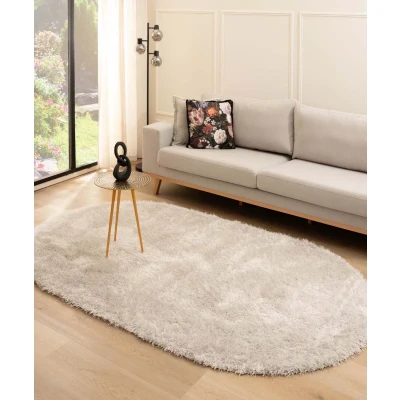 Afbeelding van Ovaal Hoogpolig Tapijt/Vloerkleed Velvet Posh Lichtzilver 280x380 Cm