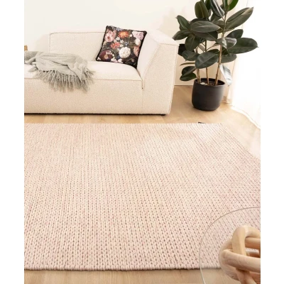 Afbeelding van Wollen Vloerkleed Hyssing Crème/roze 240x340 Cm