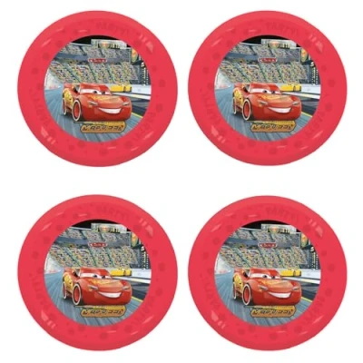 Afbeelding van Procos Cars bord, plastic, 4 stuks, herbruikbaar, feestservies voor verjaardag of themafeest, auto&#039;s en voertuigen
